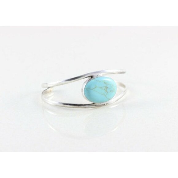 Sterling Silver Turquoise Cuff Adjustable Bracelet - Picture 1 of 6